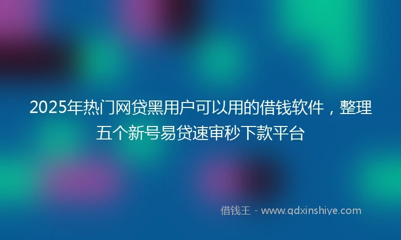 2025年热门网贷黑用户可以用的借钱软件，整理五个新号易贷速审秒下款平台