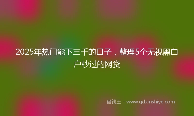 2025年热门能下三千的口子，整理5个无视黑白户秒过的网贷