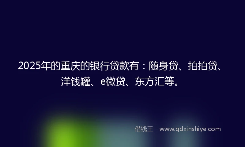 2025年的重庆的银行贷款有：随身贷、拍拍贷、洋钱罐、e微贷、东方汇等。