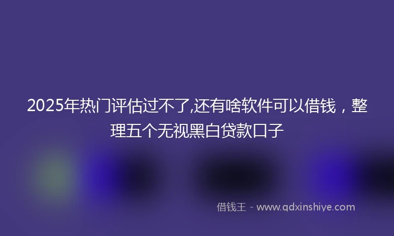 2025年热门评估过不了,还有啥软件可以借钱，整理五个无视黑白贷款口子