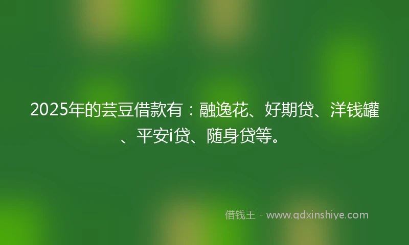 2025年的芸豆借款有：融逸花、好期贷、洋钱罐、平安i贷、随身贷等。