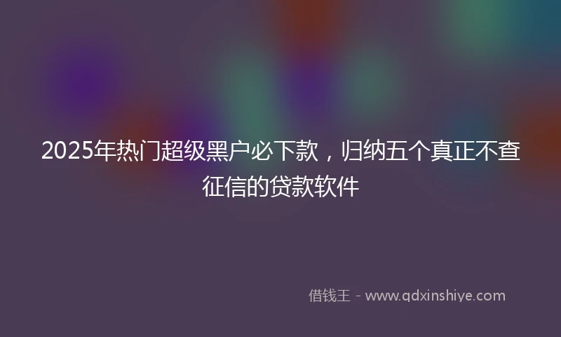 2025年热门超级黑户必下款,归纳五个真正不查征信的贷款软件