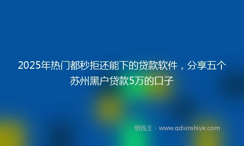 2025年热门都秒拒还能下的贷款软件，分享五个苏州黑户贷款5万的口子