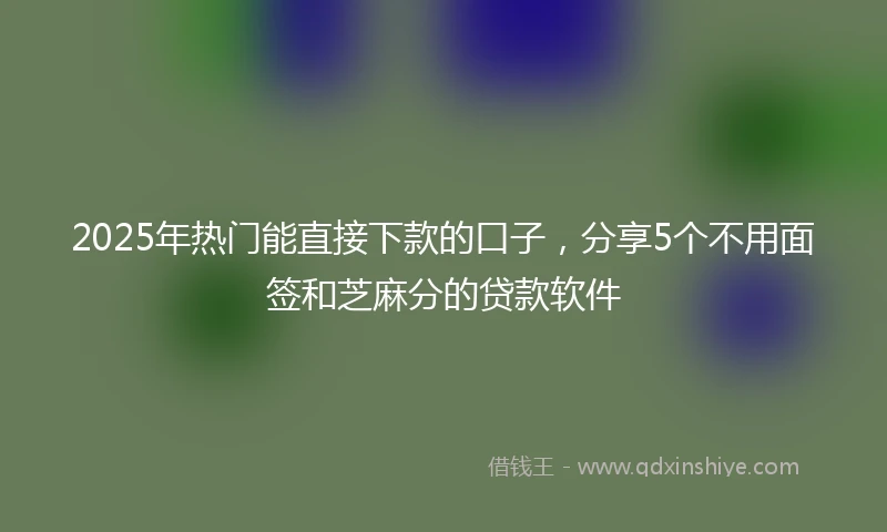 2025年热门能直接下款的口子，分享5个不用面签和芝麻分的贷款软件