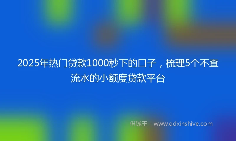 2025年热门贷款1000秒下的口子，梳理5个不查流水的小额度贷款平台