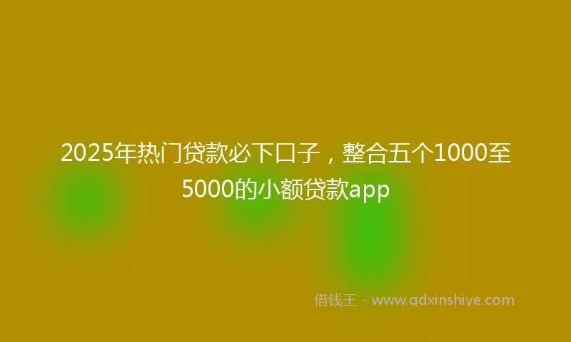 2025年热门贷款必下口子，整合五个1000至5000的小额贷款app