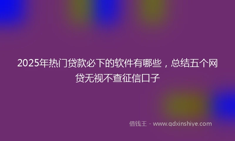 2025年热门贷款必下的软件有哪些，总结五个网贷无视不查征信口子