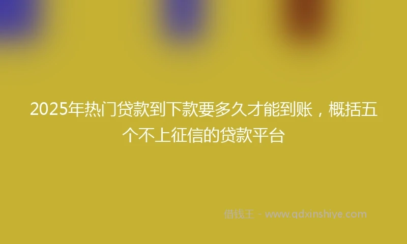 2025年热门贷款到下款要多久才能到账，概括五个不上征信的贷款平台