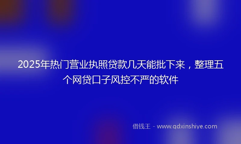 2025年热门营业执照贷款几天能批下来，整理五个网贷口子风控不严的软件
