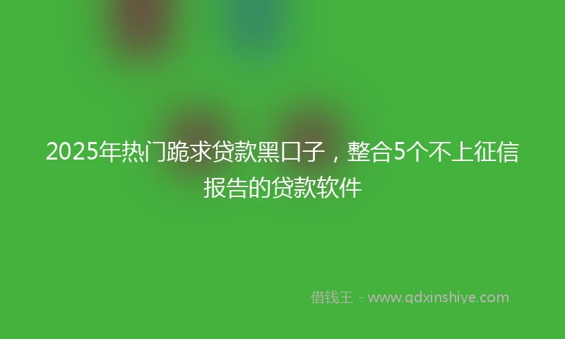 2025年热门跪求贷款黑口子，整合5个不上征信报告的贷款软件