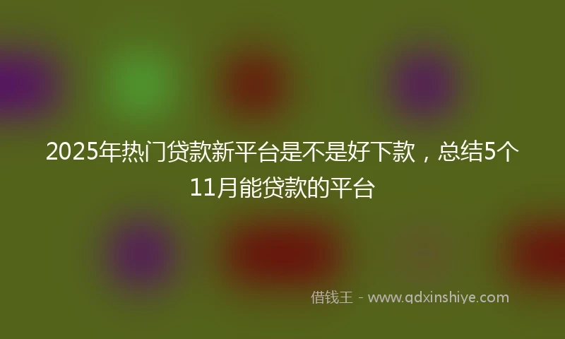 2025年热门贷款新平台是不是好下款，总结5个11月能贷款的平台