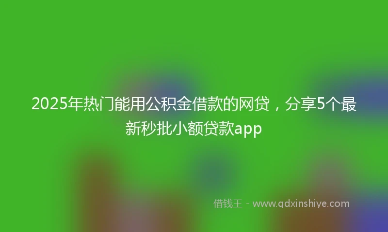 2025年热门能用公积金借款的网贷，分享5个最新秒批小额贷款app