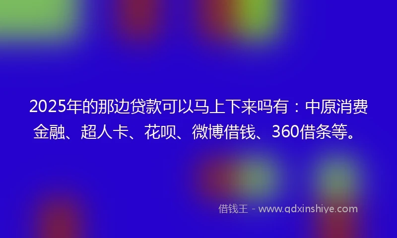 2025年的那边贷款可以马上下来吗有：中原消费金融、超人卡、花呗、微博借钱、360借条等。