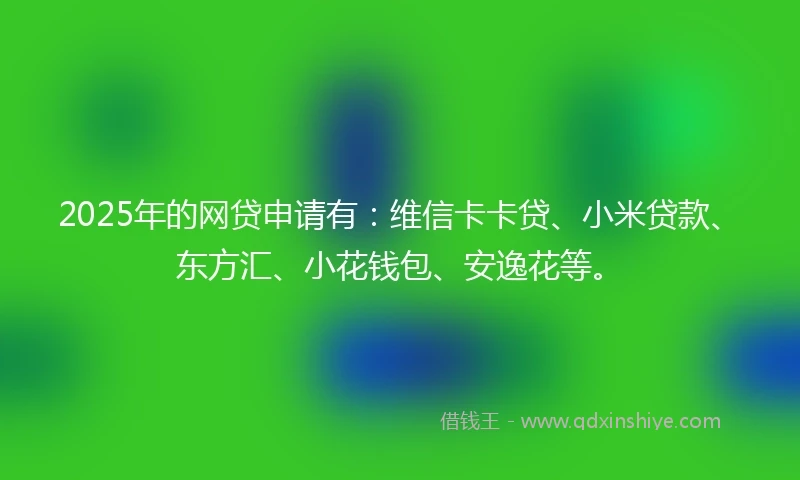 2025年的网贷申请有：维信卡卡贷、小米贷款、东方汇、小花钱包、安逸花等。