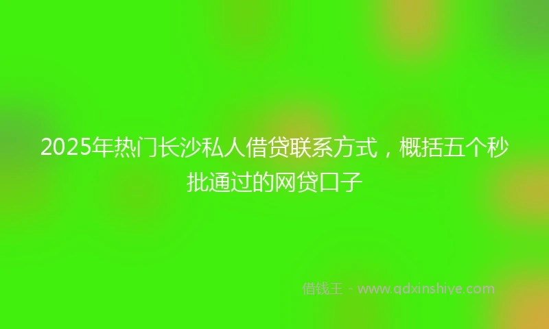 2025年热门长沙私人借贷联系方式，概括五个秒批通过的网贷口子