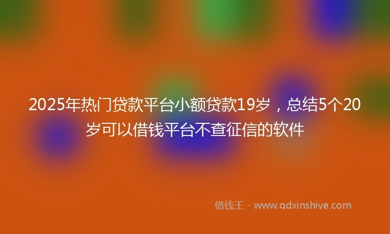 2025年热门贷款平台小额贷款19岁，总结5个20岁可以借钱平台不查征信的软件