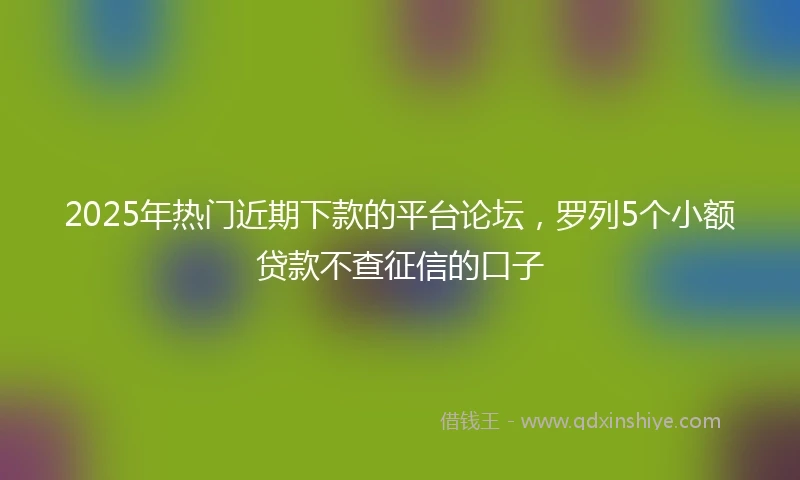 2025年热门近期下款的平台论坛，罗列5个小额贷款不查征信的口子