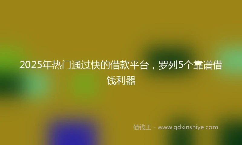 2025年热门通过快的借款平台，罗列5个靠谱借钱利器