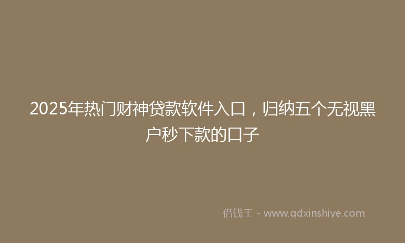 2025年热门财神贷款软件入口，归纳五个无视黑户秒下款的口子