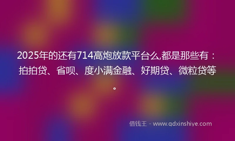 2025年的还有714高炮放款平台么,都是那些有：拍拍贷、省呗、度小满金融、好期贷、微粒贷等。