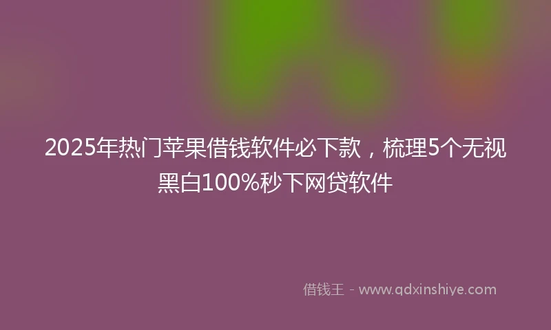 2025年热门苹果借钱软件必下款，梳理5个无视黑白100%秒下网贷软件