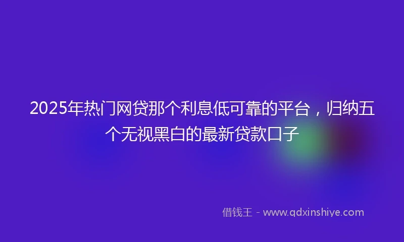 2025年热门网贷那个利息低可靠的平台，归纳五个无视黑白的最新贷款口子