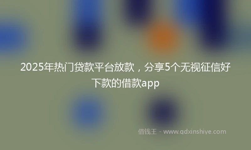 2025年热门贷款平台放款，分享5个无视征信好下款的借款app