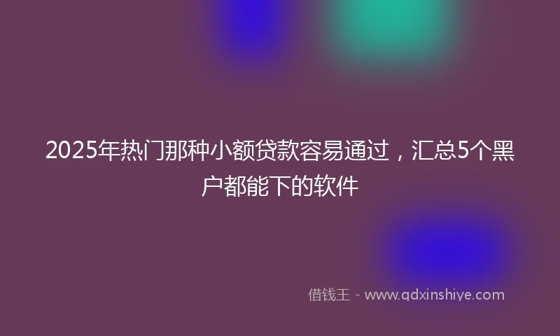 2025年热门那种小额贷款容易通过，汇总5个黑户都能下的软件