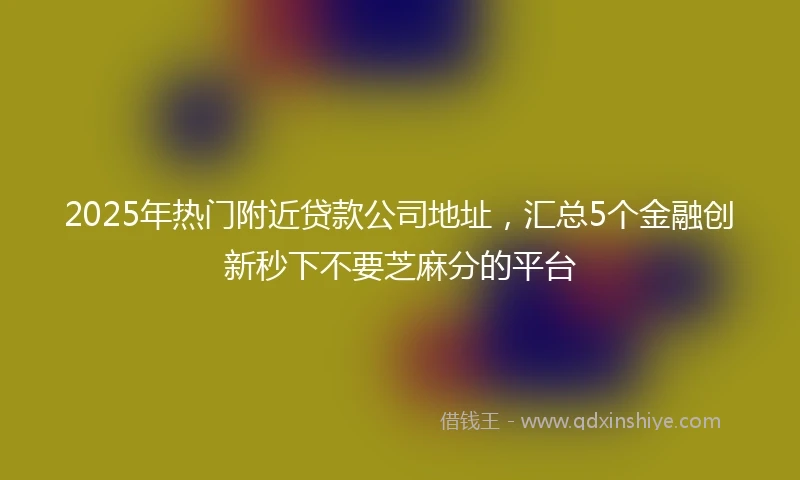 2025年热门附近贷款公司地址，汇总5个金融创新秒下不要芝麻分的平台