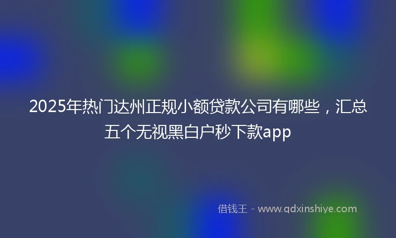 2025年热门达州正规小额贷款公司有哪些，汇总五个无视黑白户秒下款app