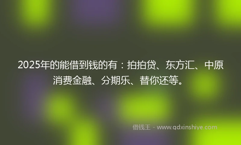 2025年的能借到钱的有：拍拍贷、东方汇、中原消费金融、分期乐、替你还等。