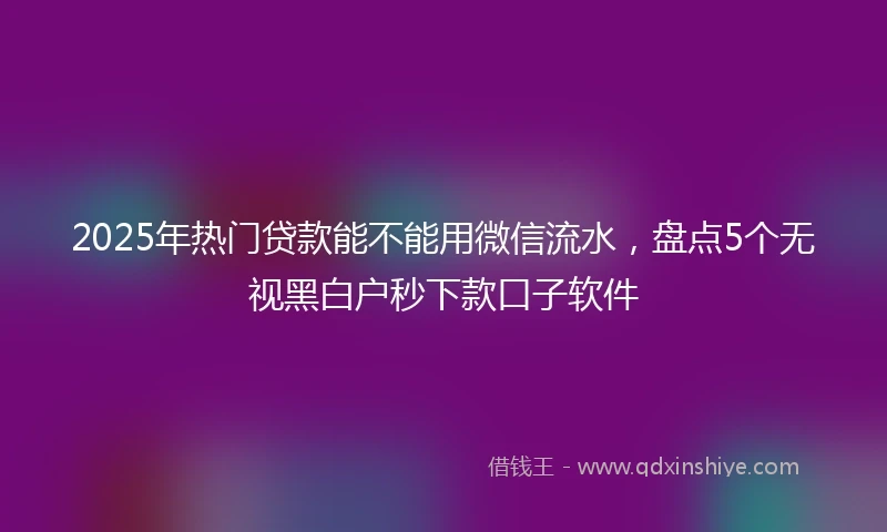 2025年热门贷款能不能用微信流水，盘点5个无视黑白户秒下款口子软件