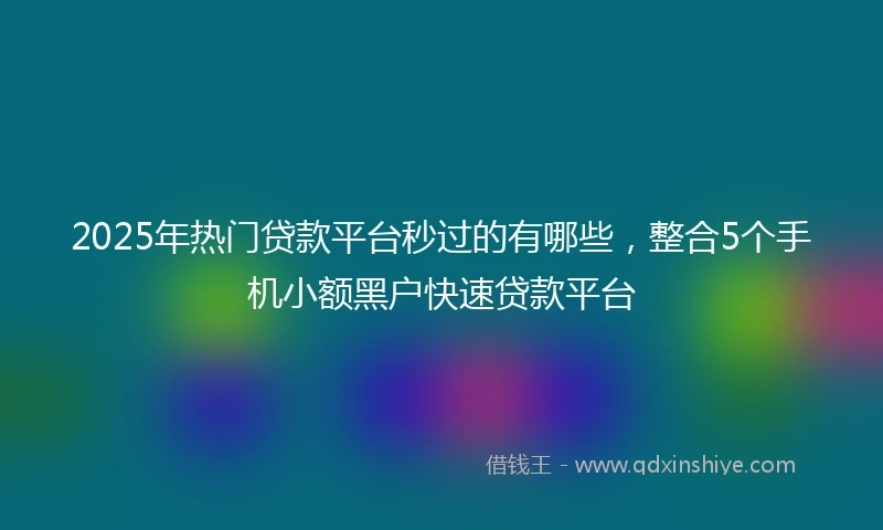 2025年热门贷款平台秒过的有哪些，整合5个手机小额黑户快速贷款平台
