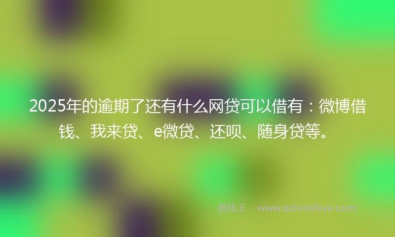 2025年的逾期了还有什么网贷可以借有：微博借钱、我来贷、e微贷、还呗、随身贷等。