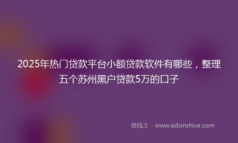 2025年热门贷款平台小额贷款软件有哪些，整理五个苏州黑户贷款5万的口子