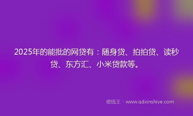 2025年的能批的网贷有：随身贷、拍拍贷、读秒贷、东方汇、小米贷款等。