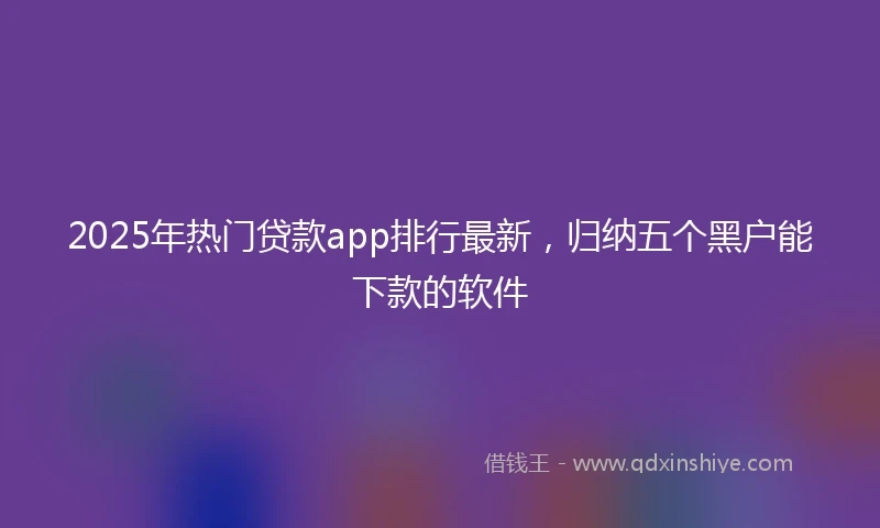 2025年热门贷款app排行最新，归纳五个黑户能下款的软件