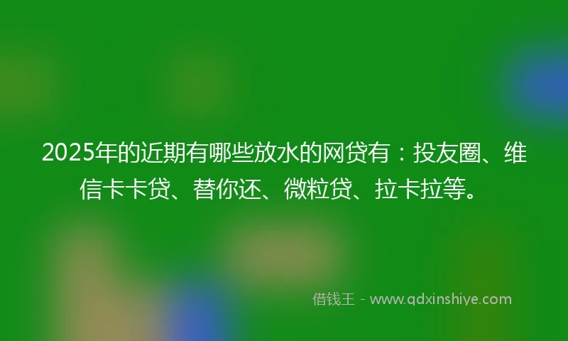 2025年的近期有哪些放水的网贷有：投友圈、维信卡卡贷、替你还、微粒贷、拉卡拉等。