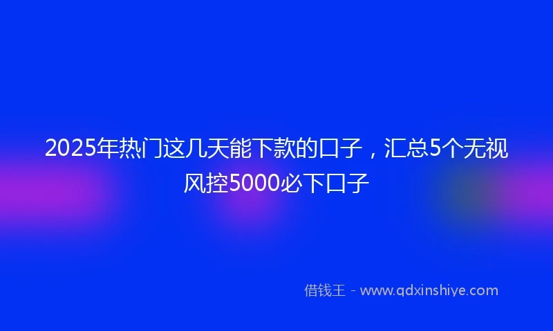 2025年热门这几天能下款的口子，汇总5个无视风控5000必下口子