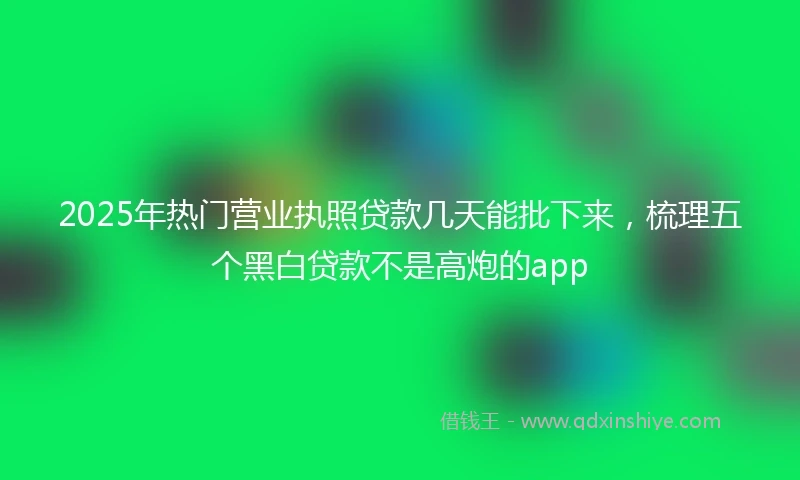 2025年热门营业执照贷款几天能批下来，梳理五个黑白贷款不是高炮的app