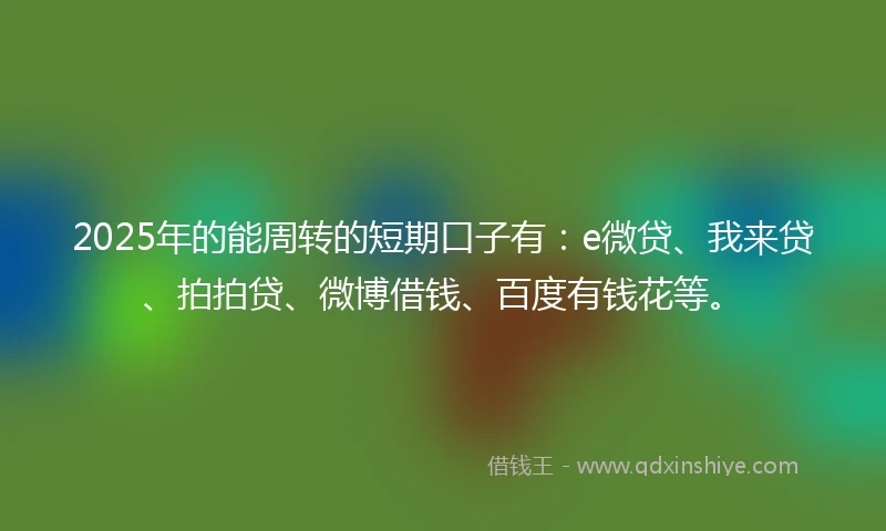 2025年的能周转的短期口子有：e微贷、我来贷、拍拍贷、微博借钱、百度有钱花等。