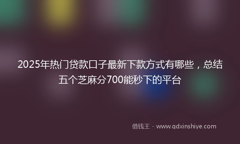 2025年热门贷款口子最新下款方式有哪些，总结五个芝麻分700能秒下的平台