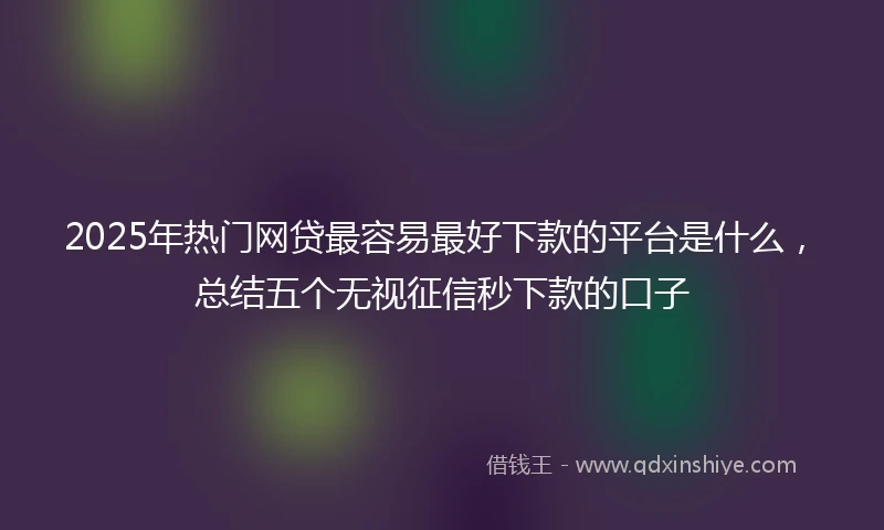 2025年热门网贷最容易最好下款的平台是什么，总结五个无视征信秒下款的口子