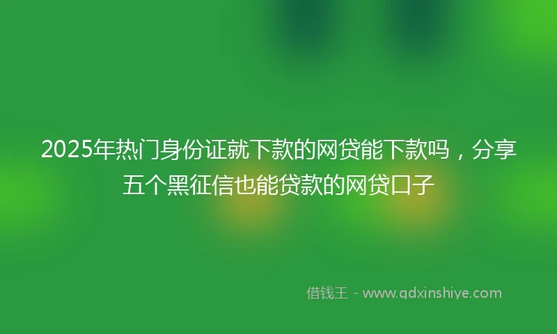2025年热门身份证就下款的网贷能下款吗，分享五个黑征信也能贷款的网贷口子