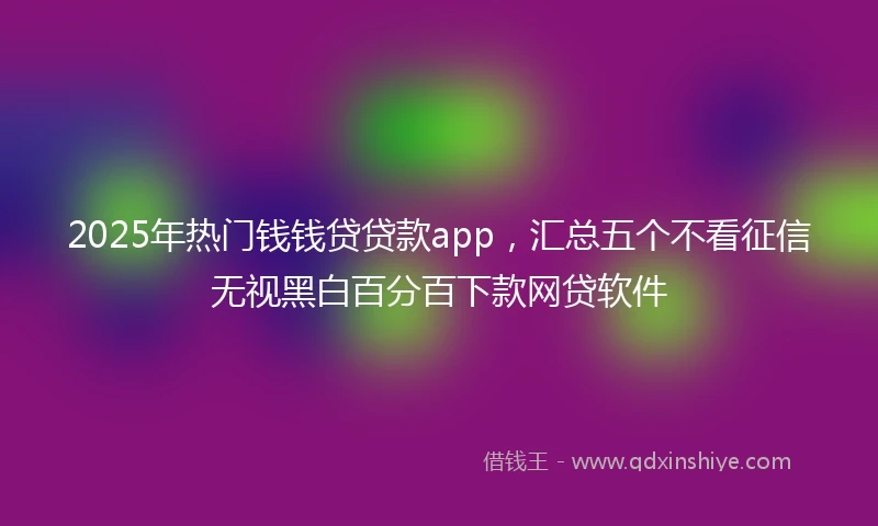 2025年热门钱钱贷贷款app，汇总五个不看征信无视黑白百分百下款网贷软件