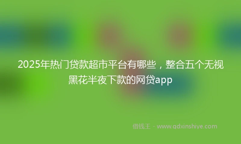 2025年热门贷款超市平台有哪些，整合五个无视黑花半夜下款的网贷app