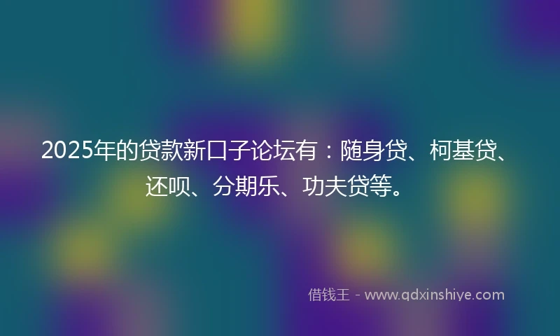 2025年的贷款新口子论坛有：随身贷、柯基贷、还呗、分期乐、功夫贷等。