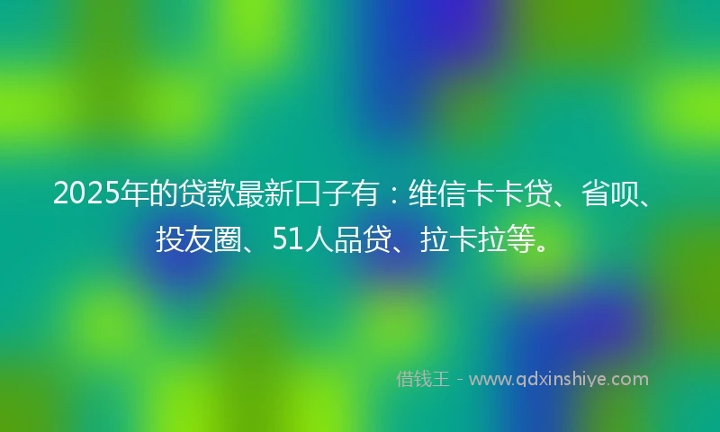 2025年的贷款最新口子有：维信卡卡贷、省呗、投友圈、51人品贷、拉卡拉等。