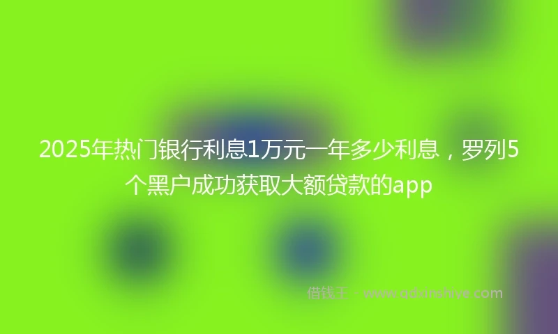 2025年热门银行利息1万元一年多少利息，罗列5个黑户成功获取大额贷款的app