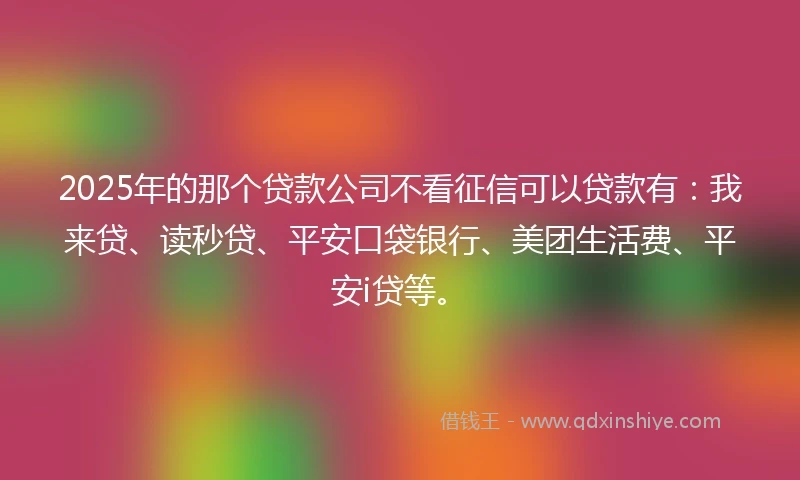2025年的那个贷款公司不看征信可以贷款有：我来贷、读秒贷、平安口袋银行、美团生活费、平安i贷等。